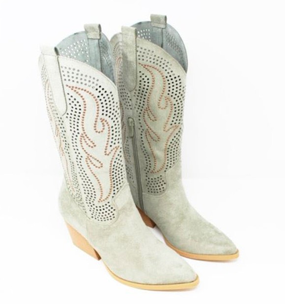 Green cowboy boots with heel