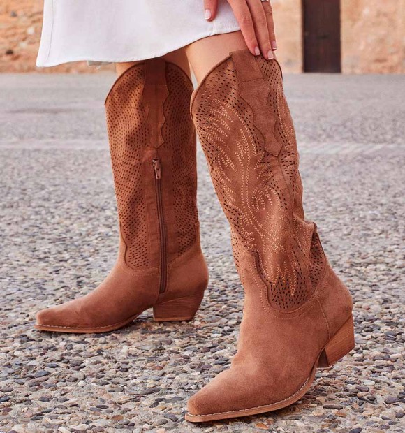 Botas cowboy marrones tacón Ibiza