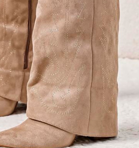 Botas caña alta kaki con solapa y tacón 2
