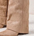 Khaki high boots with flap and heels