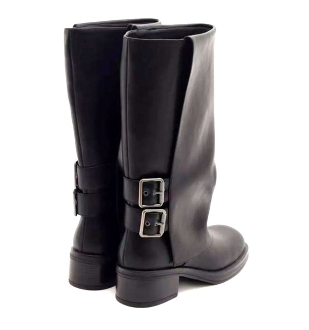 Black biker boots with gaiters