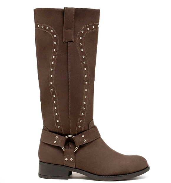 Botas khaki caña alta con tachas 2