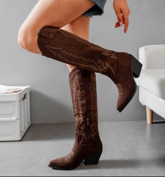Brown coffee cowboy boots