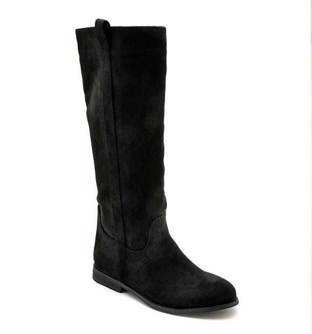 Flat black country boots