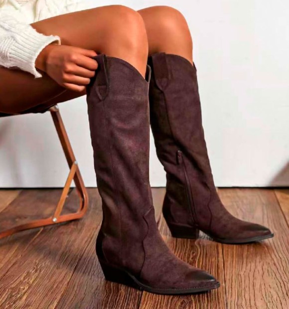 Botas cowboy castanho com baixo 2