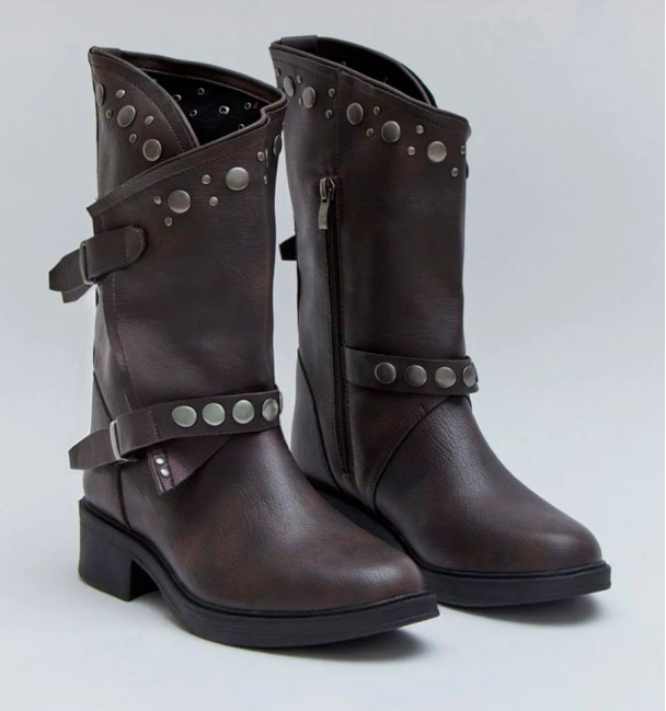 Chocolate brown biker boots