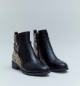 Black ankle boots with animal print