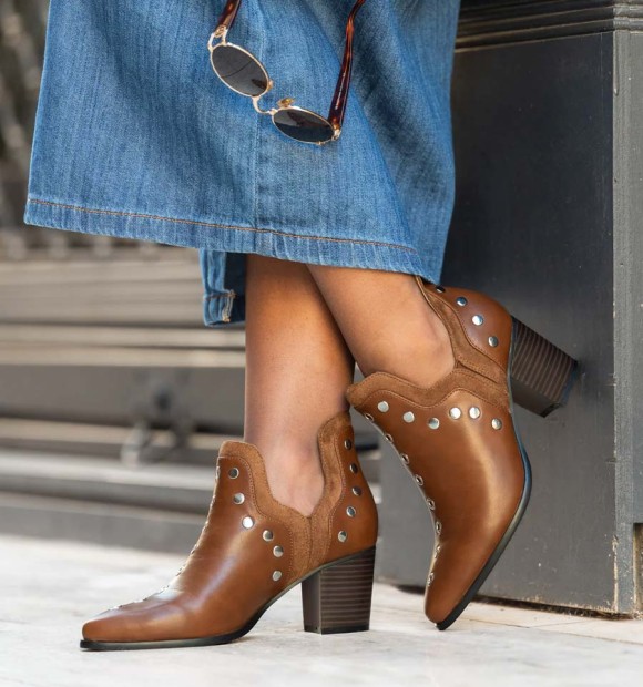 Brown Studded Ankle