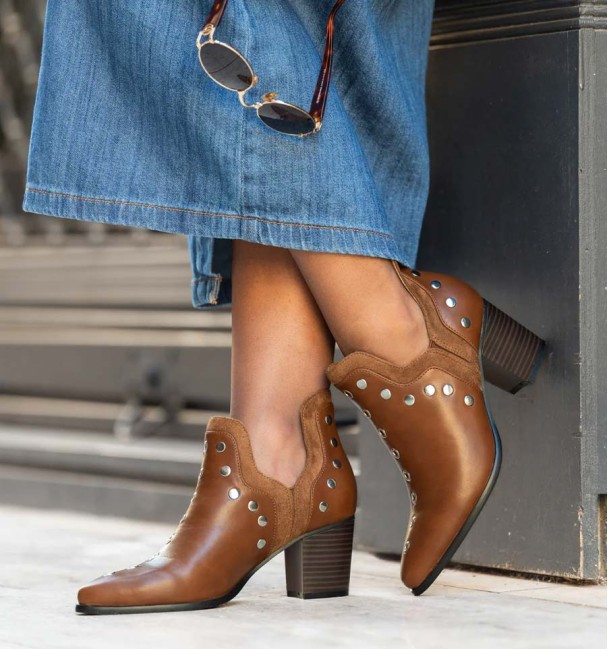 Brown Studded Ankle