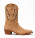 Botas de cowboy bordadas cor khaki