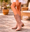 Botas cowboy rosas tacón Menorca