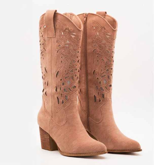 Botas cowboy rosas tacón Menorca