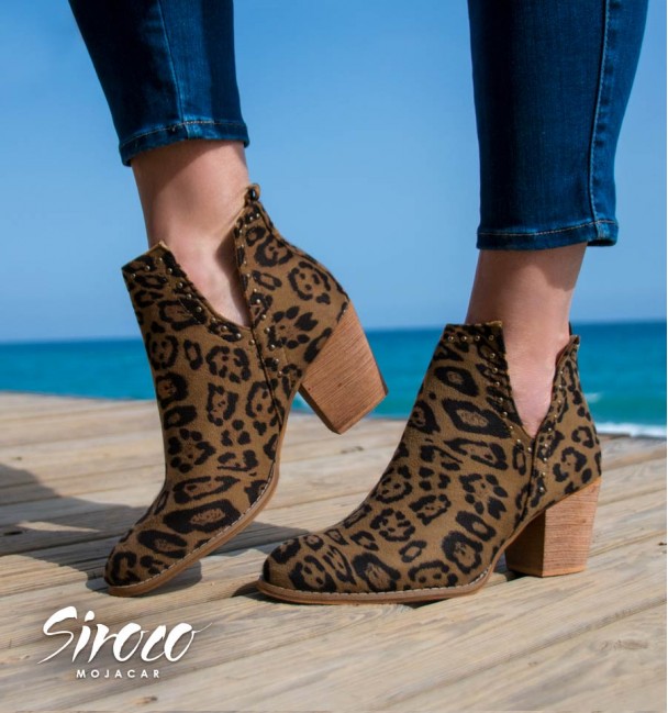 leopard animal print open ankle boots