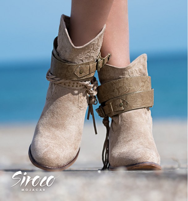 Boho style heel ankle boots for women