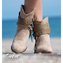 Boho style heel ankle boots for women