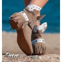 Taupe bota de cowboy de mulher com bordado