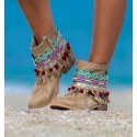 Boho ankle boots with fringes and ethnic Apache prints