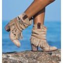 botines texanos con flecos para mujer color taupe