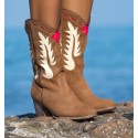 texan camel boots with apache ethnic print