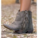 Texan brown boots for woman with fringes and embroidery