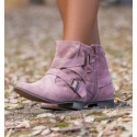 Botas baixas texanas rosa com fivelas