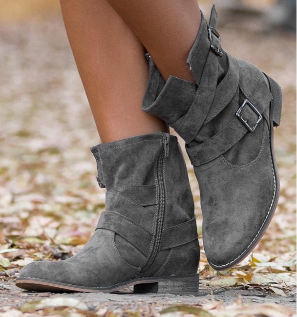 Botas texanas para mulher taupe, fivelas e correias