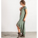 Asymmetrical cut-down indie dress with fringes