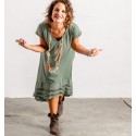 green indie dress with short sleeves