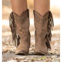 camel brown cowboy boots with fringed 
