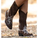 brown cowboy boots with snake print