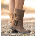 bota texana camel para mulheres com fivelas