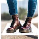 Burgundy low boot with laces for women alexander