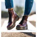 burgundy military style ankle boots with platform for women alexander