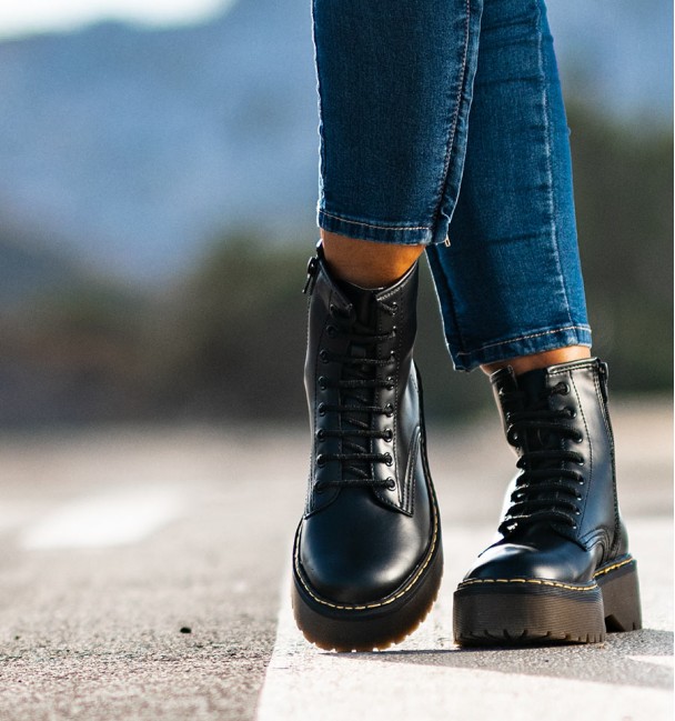 black woman military boot with platform