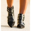 black ankle boots with straps and studs