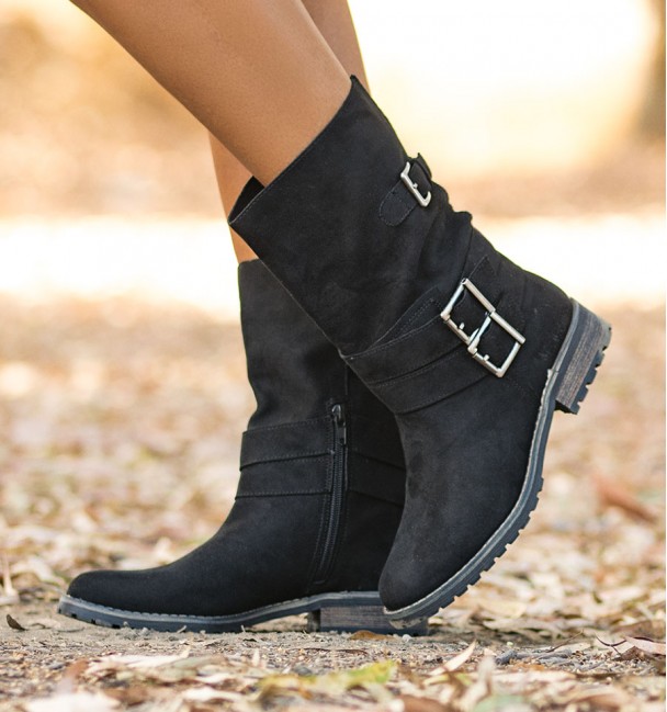 botas pretas com salto baixo james