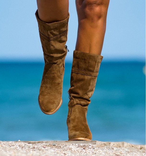 botas de caña media color camel con tacón aracar botas de caña media color camel con tacón aracar