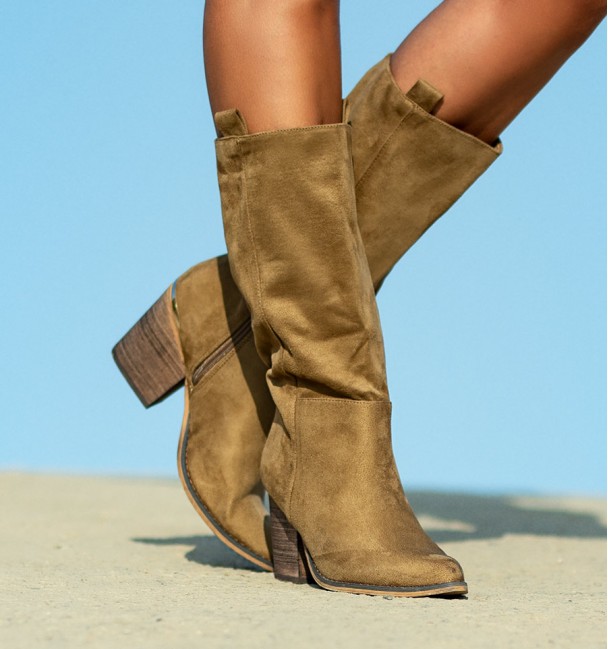 bota cor camelo estilo country para mulher Luse