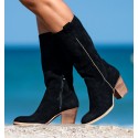Botas pretas Yoho femininas com salto