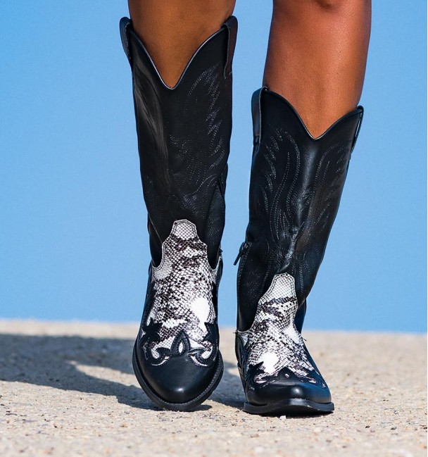 Botas Cowboy Brando Preto-Serpiente Botas Cowboy Brando Preto-Serpiente