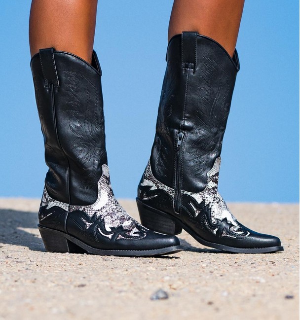 Botas cowgirl Brando Negro-Serpiente Botas cowgirl Brando Negro-Serpiente