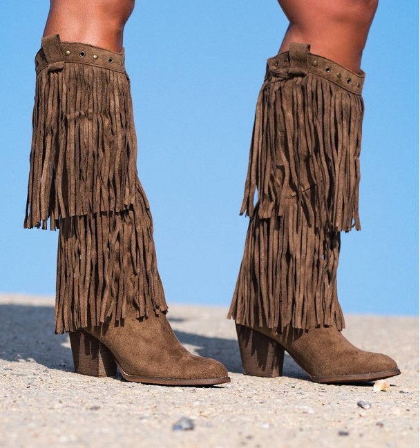 FRINGED BOOTS INDIAN CAMEL