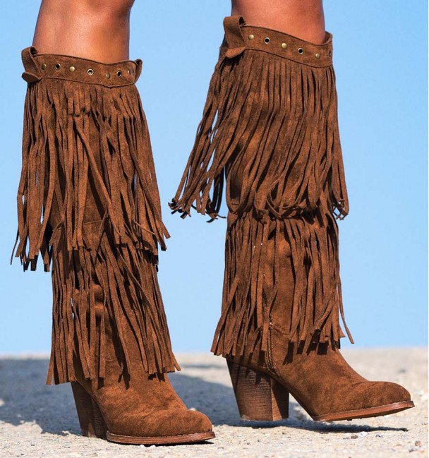 HEEL INDIAN BOOTS BROWN