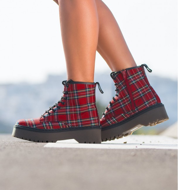 Women militar Boots Alexander Black-Red Women militar Boots Alexander Black-Red