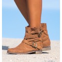 botas camperas en color camel para mujer con correas y hebillas