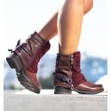 Wine Flat Boots Yoe