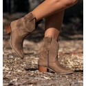 Botas Bordadas Mini Hollywood Camelo