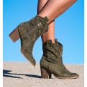 Lambay Green Heeled Boots