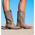 Botas Mulher Sagano Cor Taupe