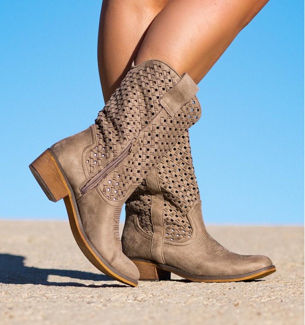 Botas Salto Sagano Cor Taupe